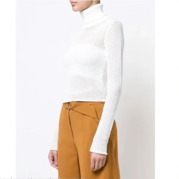 A.L.C White Turtleneck Sweater with Mesh Details - Picture 2 of 4
